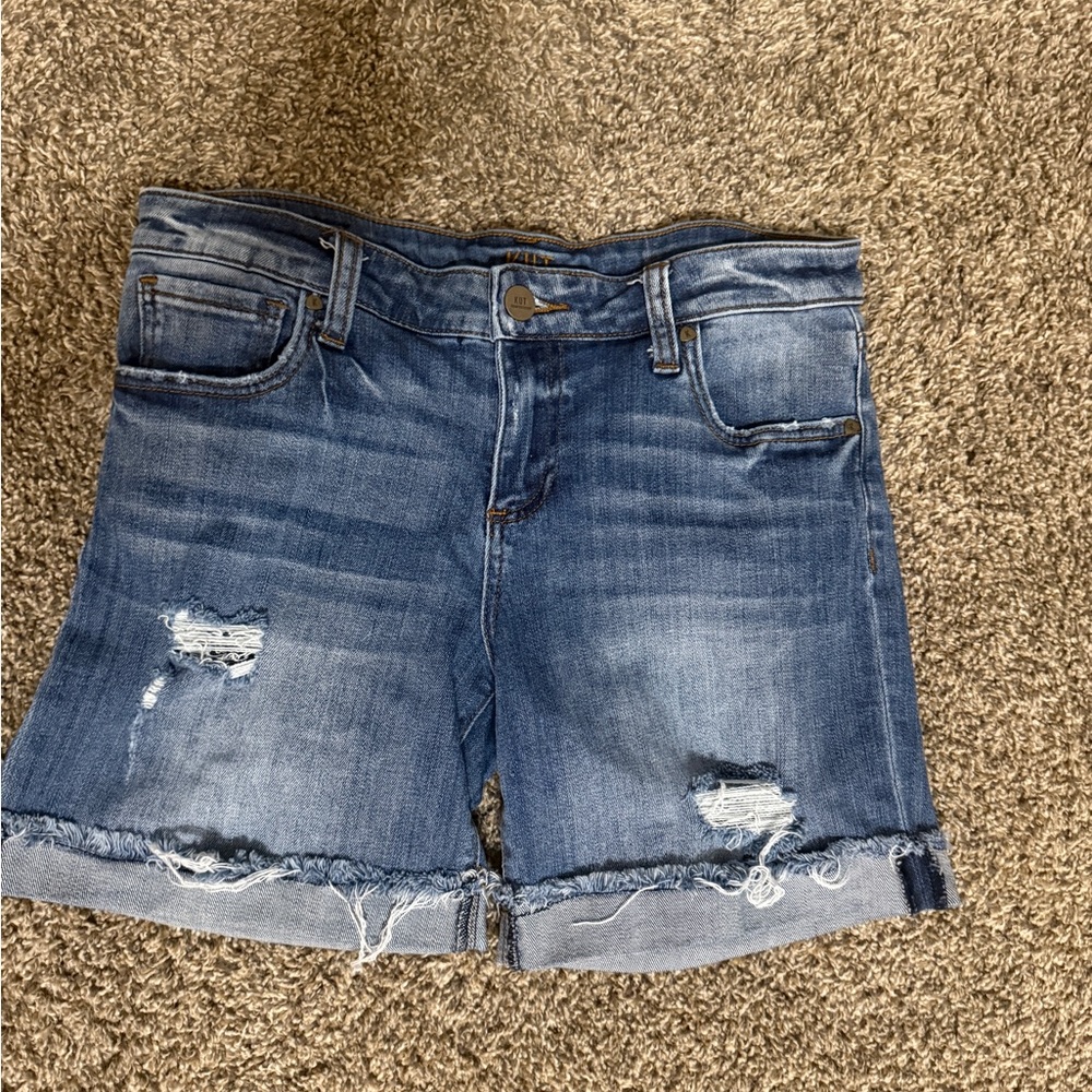 Kut from the Kloth Distressed Blue Denim Shorts